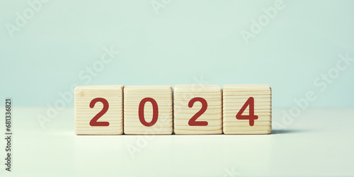 2024 year written on wooden cubes