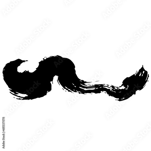 シンプルな波の墨絵のイラスト素材　ベクター