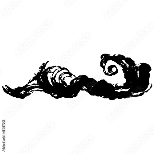 シンプルな波の墨絵のイラスト素材　ベクター