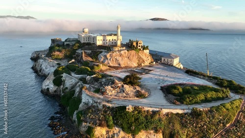 Alcatraz Island At San Francisco California United States. Seascape San Francisco California. Town Film District Urban. Town Outside District Downtown High Angle View. Town Urban City Landmark.
