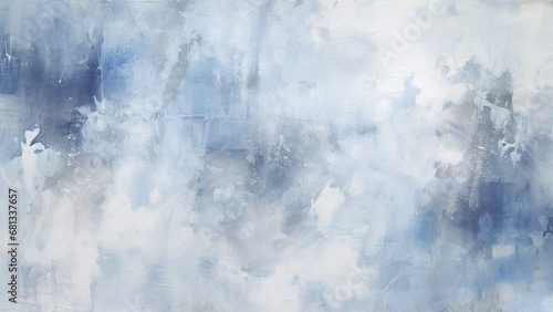 Denim Blue and Creamy White Watercolor Splashes Abstract