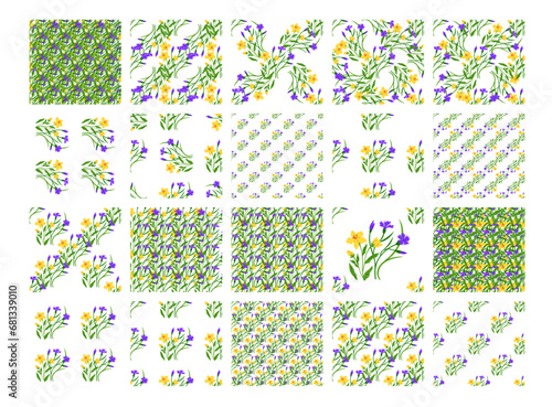Seamless pattern flowers vector illustration. The endless repetition seamless pattern symbolized cyclic nature existence The seamless background provided serene setting for scene The seamless pattern