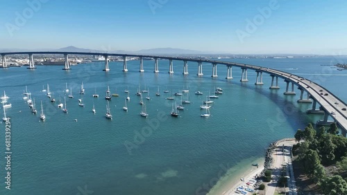 Conorado Bay Bridge At San Diego California United States. Bridge San Diego California. Industrial Landscape Metropole Beautiful. Industrial Urban Metropole Business Center Town. photo