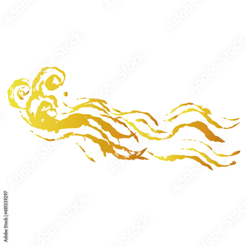 シンプルな黄金の波・波しぶきのイラスト素材　ベクター