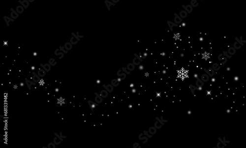 Glitter white color snowflake particles background effect for luxury greeting card. Christmas glowing light bokeh background texture.
