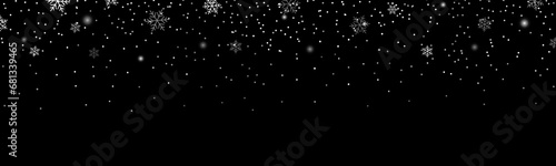 Glitter white color snowflake particles background effect for luxury greeting card. Christmas glowing light bokeh background texture. photo