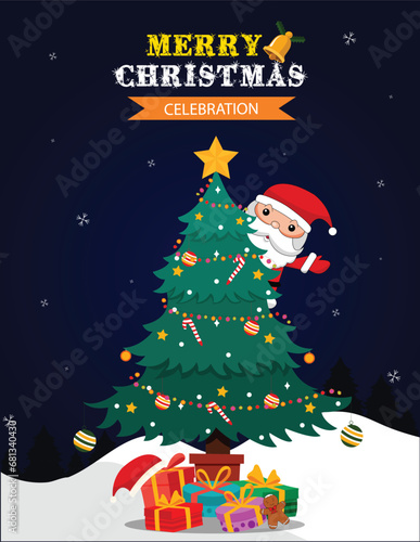 Vector illustration Marry Christmas Celebration Poster template