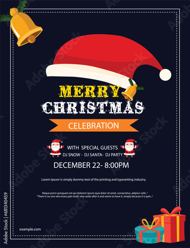 Vector illustration Christmas Party Invitation - Poster - Template