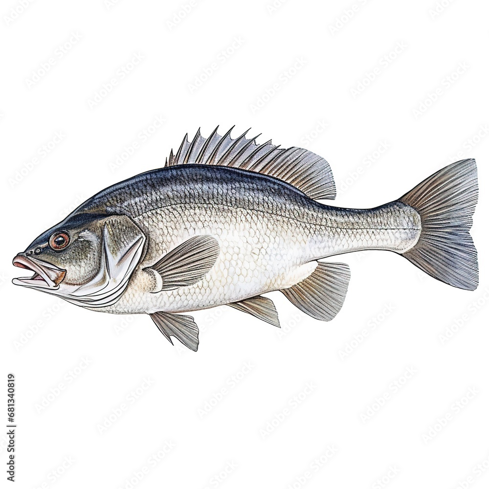 fish Sea Bass isolated on white background