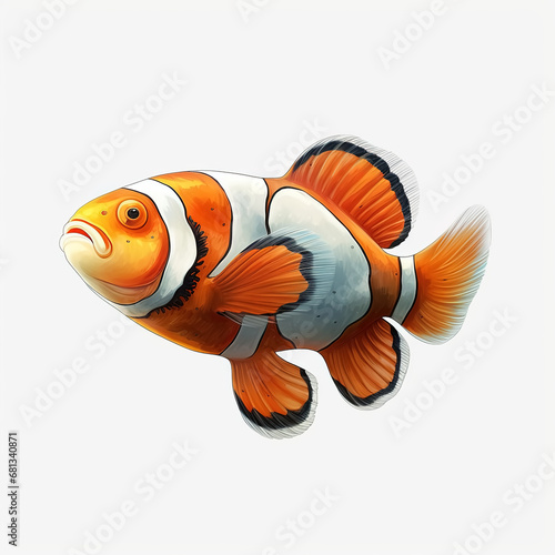 clownfish fish isolated on white background
