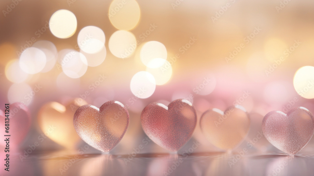 Fototapeta premium Bokeh heart background. Valentine's day concept.