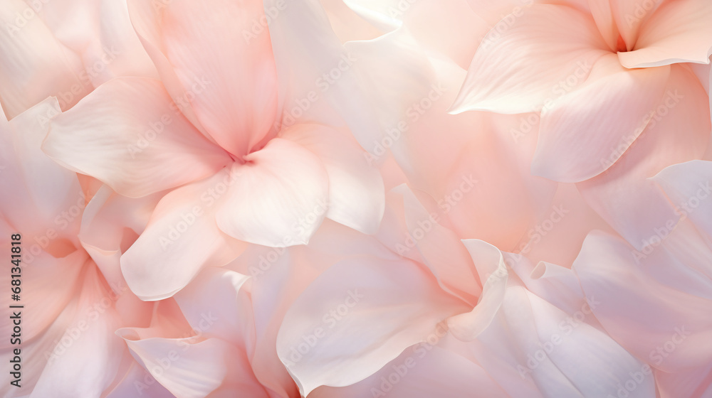 Background Design of Softly Blurred Cherry Blossom Petals in Delicate Pinks and Whites