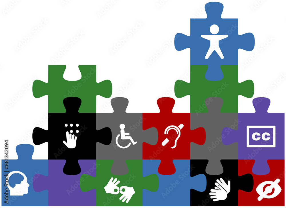 Web Accessibility illustration: wall puzzle concept Web Accessibility illustration: wall puzzle concept
