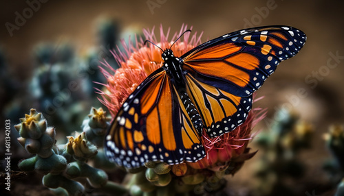 Vibrant monarch butterfly wing showcases natural beauty in multi colored pattern generated by AI © Jeronimo Ramos