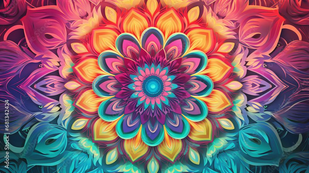 Background Design of Intricate Mandala Patterns in Vibrant Colors Background Design of Intricate Mandala Patterns in Vibrant Colors