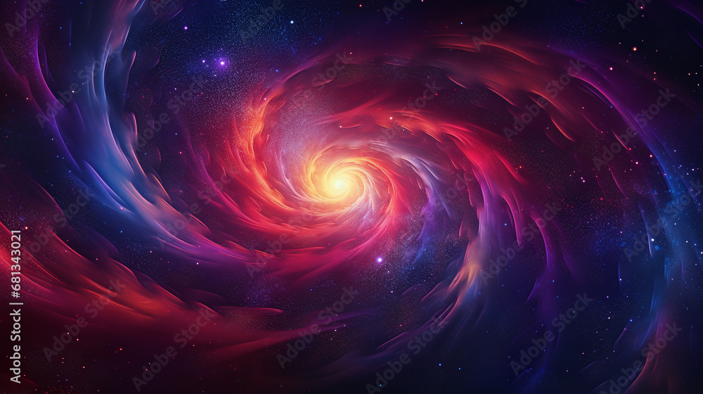 Background Design of Colorful, Swirling Galaxy Patterns Against a Deep Space Backdrop