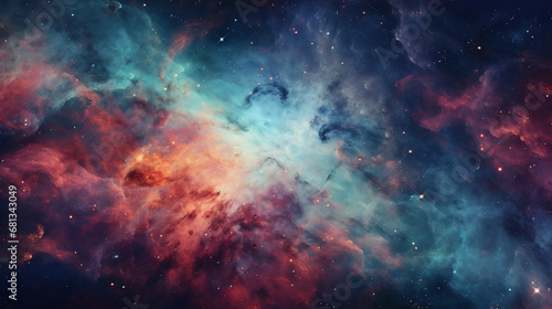 Background Design of Colorful, Swirling Galaxy Patterns Against a Deep Space Backdrop