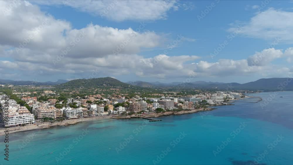 Mallorca: Aerial View Of Resort Town Son Servera On Majorca Island, Spain, Europe | Beach Turn To Ocean Mallorca: Aerial View Of Resort Town Son Servera On Majorca Island, Spain, Europe | Beach Turn To Ocean