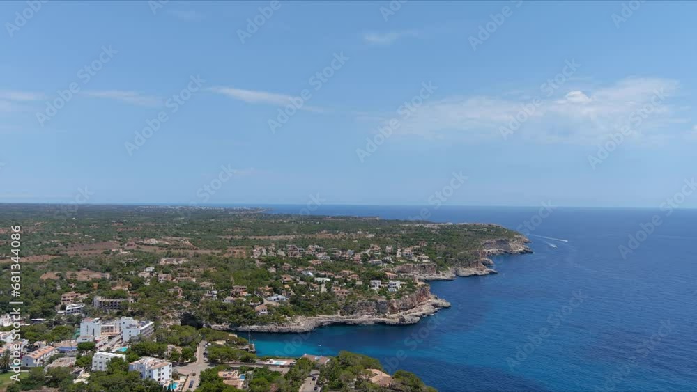 Mallorca: Aerial View Of Resort Town Cala Liombards On Majorca Island, Spain, Europe | Mansions on Countryside Coast Mallorca: Aerial View Of Resort Town Cala Liombards On Majorca Island, Spain, Europe | Mansions on Countryside Coast