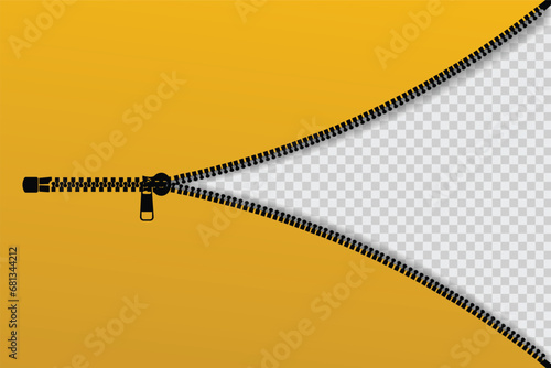 zipper vector illustration, concept of opening or closing a banner using a zipper