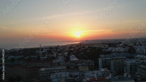 Panoramic View Of Beautiful Lisboa Cityscape At Epic Sunset, Portugal photo