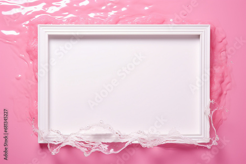 white frame pink background
