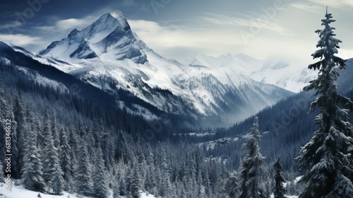 snow covered mountains