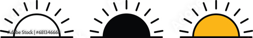 Sunset and sunrise icon.Sunrise icons collection lined, isolated and colored version. Vector illustration