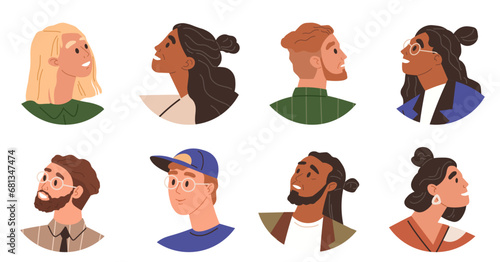 People avatar vector illustration. Identity is core persons being, encompassing their beliefs and values Uniqueness lies in individuals one a kind perspectives and experiences Individualism encourages