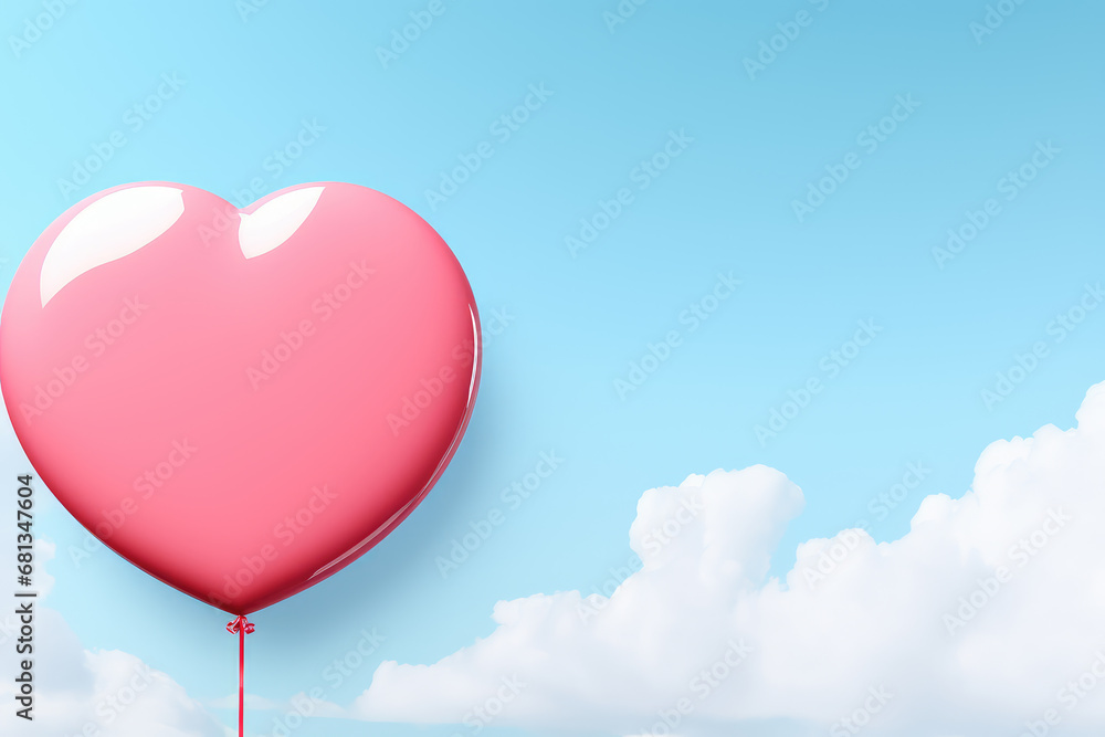 3D render featuring a heart balloon around a blank circle banner. Perfect for celebrations, weddings, and creating emotional greeting cards that capture the joy of love.