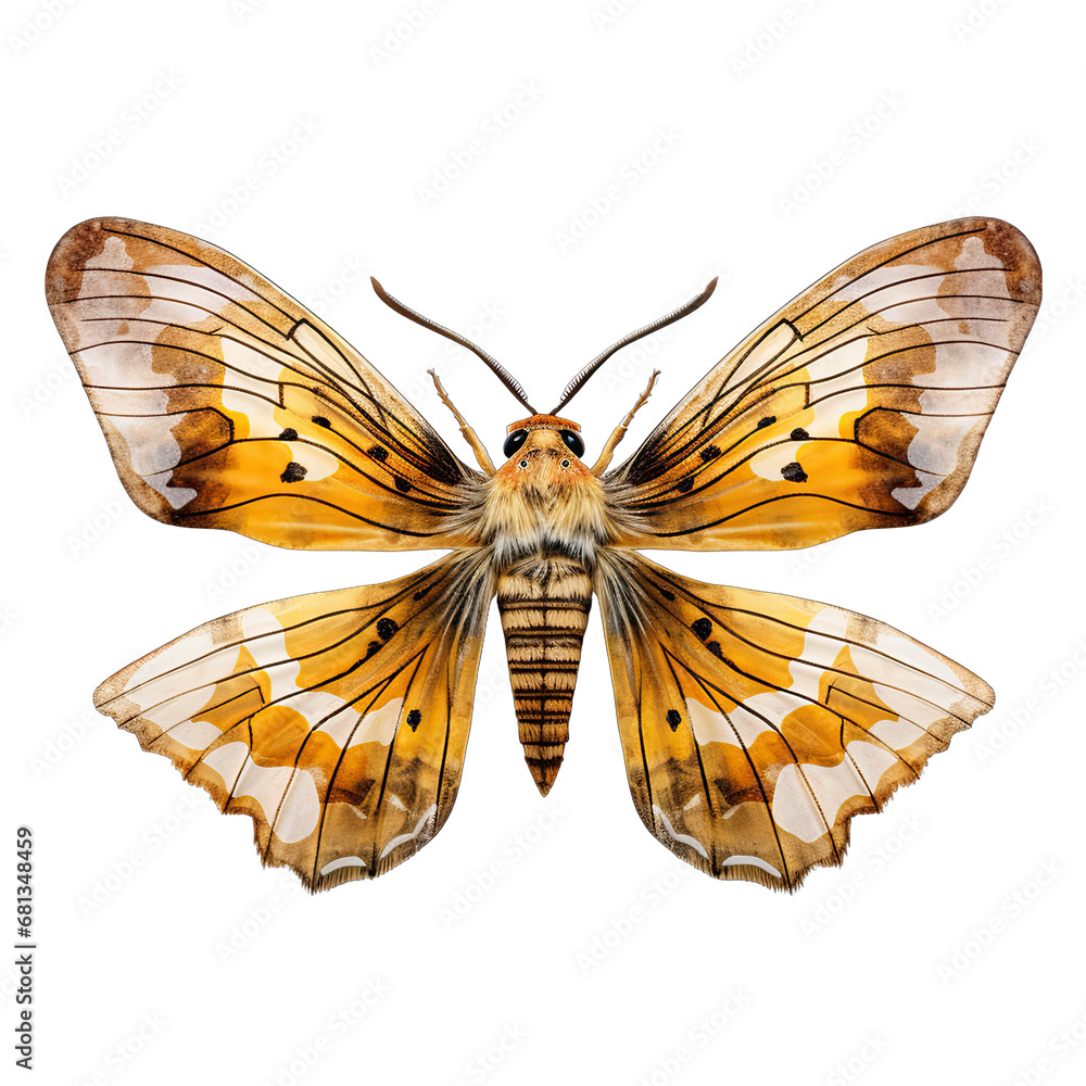 Obraz premium Hummingbird Hawk-Moth on Flower Isolated on Transparent or White Background, PNG