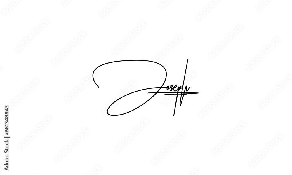 Joseph name hand-drawn signature and autograph logo design
