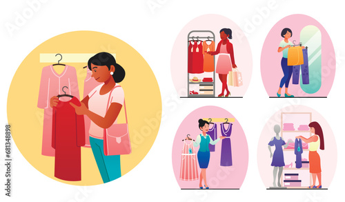 People buying clothes in a shop