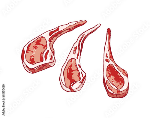 Raw fresh sliced lamb chops