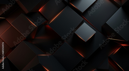 Sharp geometric crystals with a striking black and orange glow.