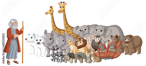Wild Animal Cartoon and Noah's Bible Story