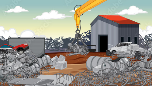 Scrapyard Junkyard: A Vibrant Outdoor Cartoon Scene