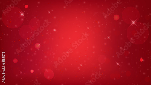 Christmas red background with bokeh lights and stars vector illustration