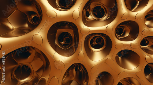 A mesmerising golden background formed by an intricate pattern of holes with a warm glow.