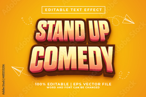 Stand Up Comedy 3d Editable Text Effect Cartoon Style Premium Vector