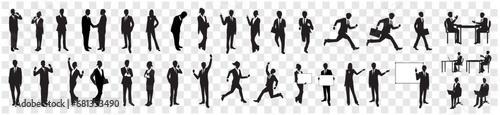 Businessman, silhouette, sit, suit, men, women, set collection Vector
