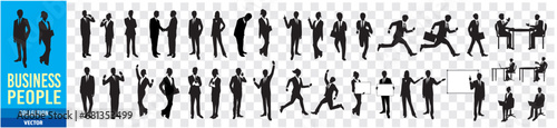 Businessman, silhouette, sit, suit, men, women, set collection Vector
