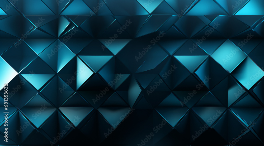 A sleek array of aqua-blue rhombuses arranged in a 3D geometric pattern. A sleek array of aqua-blue rhombuses arranged in a 3D geometric pattern.