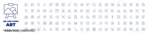 100 icons Art collection. Thin line icon. Editable stroke. Art icons for web and mobile app. photo