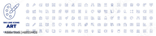 100 icons Art collection. Thin line icon. Editable stroke. Art icons for web and mobile app. photo