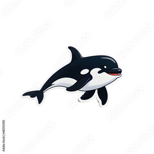 Graceful Orca Whales Illustrated in Vivid Detail - Wildlife-Themed Decorative Sticker for Educational and Aquatic Enthusiasts