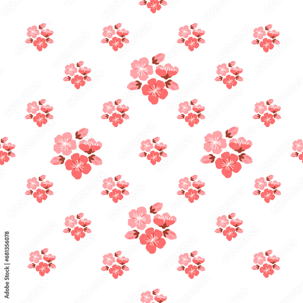 Sakura pattern vector illustration. The flowery atmosphere created by sakura blossoms evoked sense harmony and peace The repeating pattern sakura blooms symbolized everlasting rhythm natures symphony