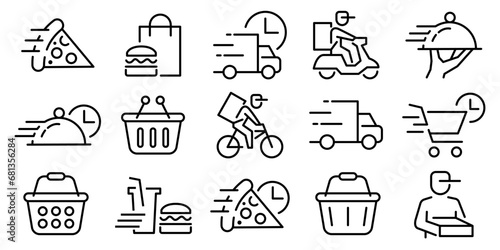 Simple Set of Food Delivery Related Vector Line Icons.