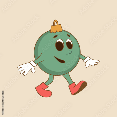 Cute Christmas ball on beige background