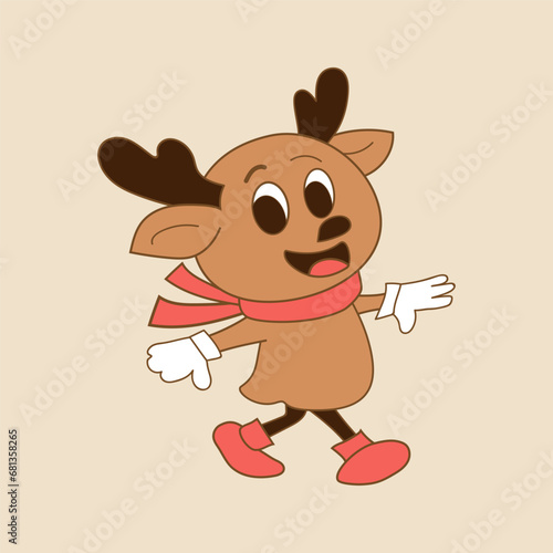 Cute Christmas reindeer on beige background